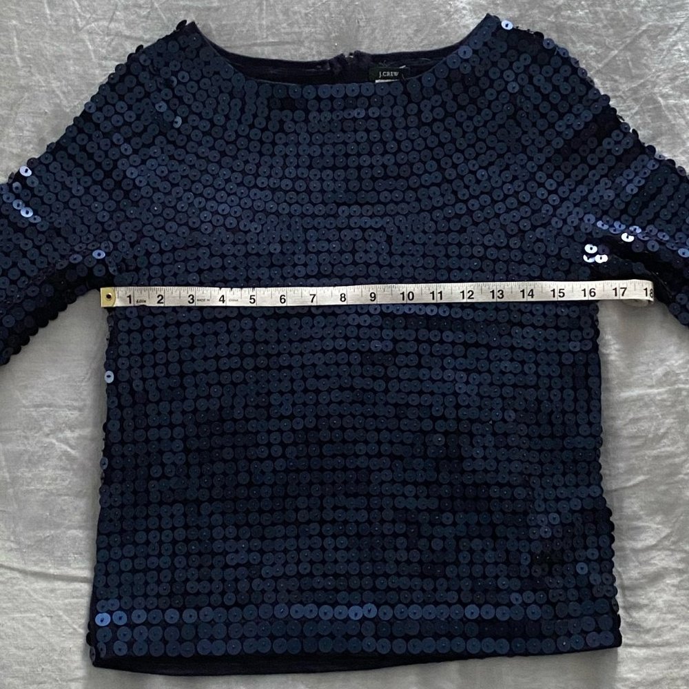 NWT J.Crew Navy Sequin Long-Sleeve Top - Picture 8 of 12
